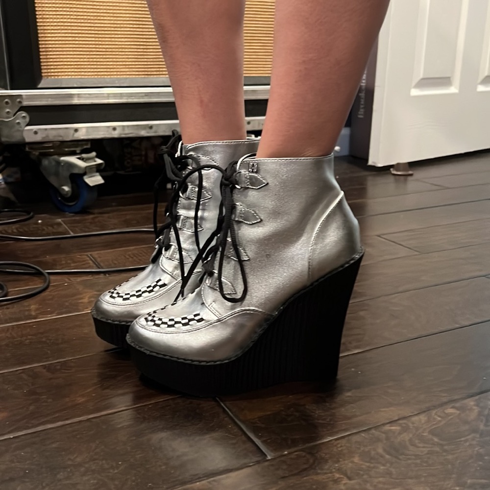 TUK silver boot heels